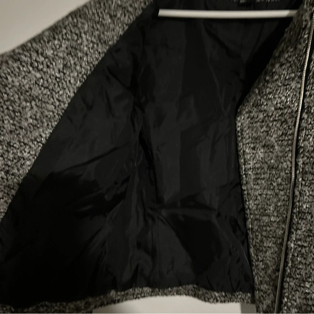 H&M Blazer Heathered Tweed Gray Moto Jacket Size 4